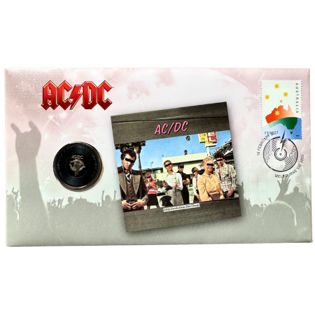 AC/DC Dirty Deeds Done Dirt Cheap Postal Numismatic Cover Coin & Stamp Folder Set 6500 Limited